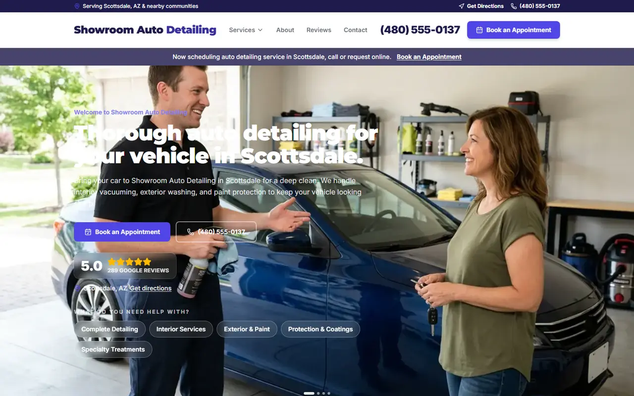 Example auto detailing website design