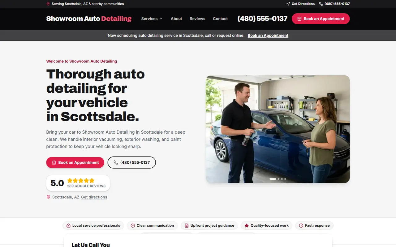 Auto Detailing website design, look 2