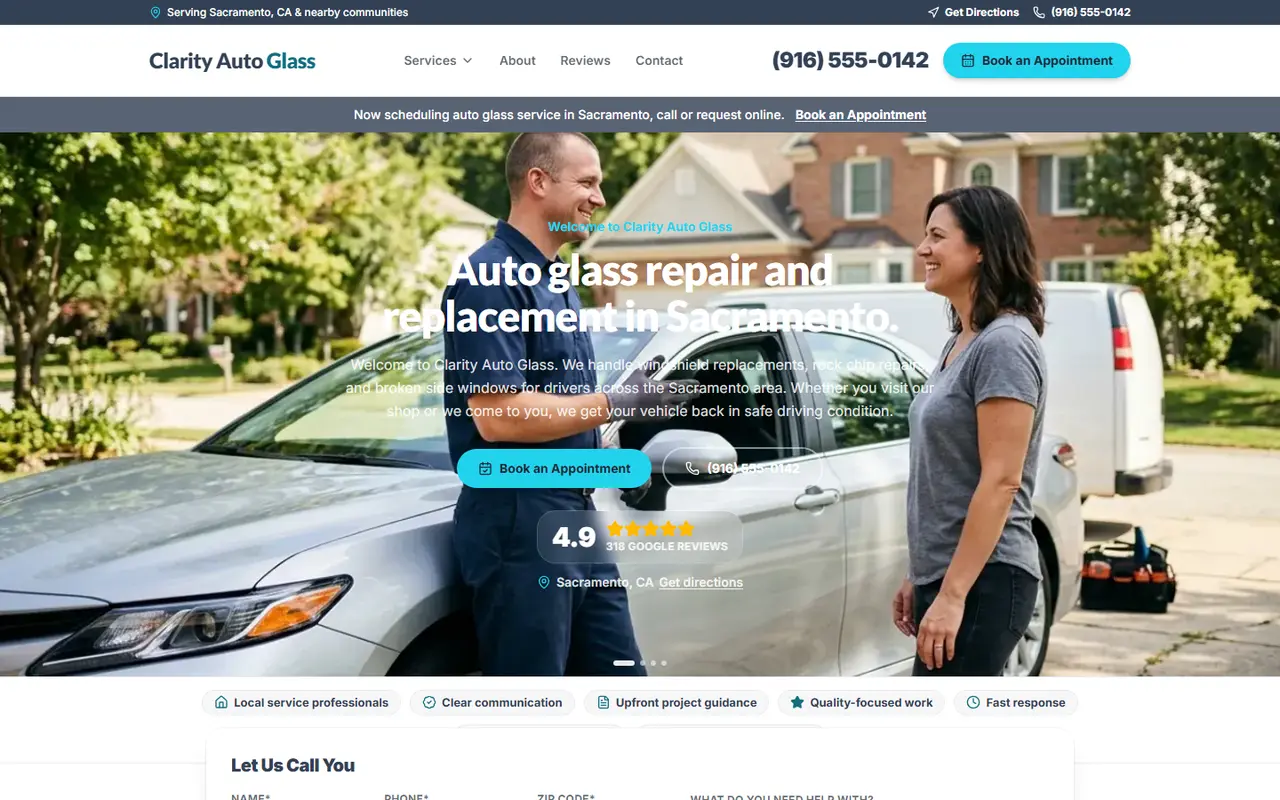 Auto Glass website design, look 2