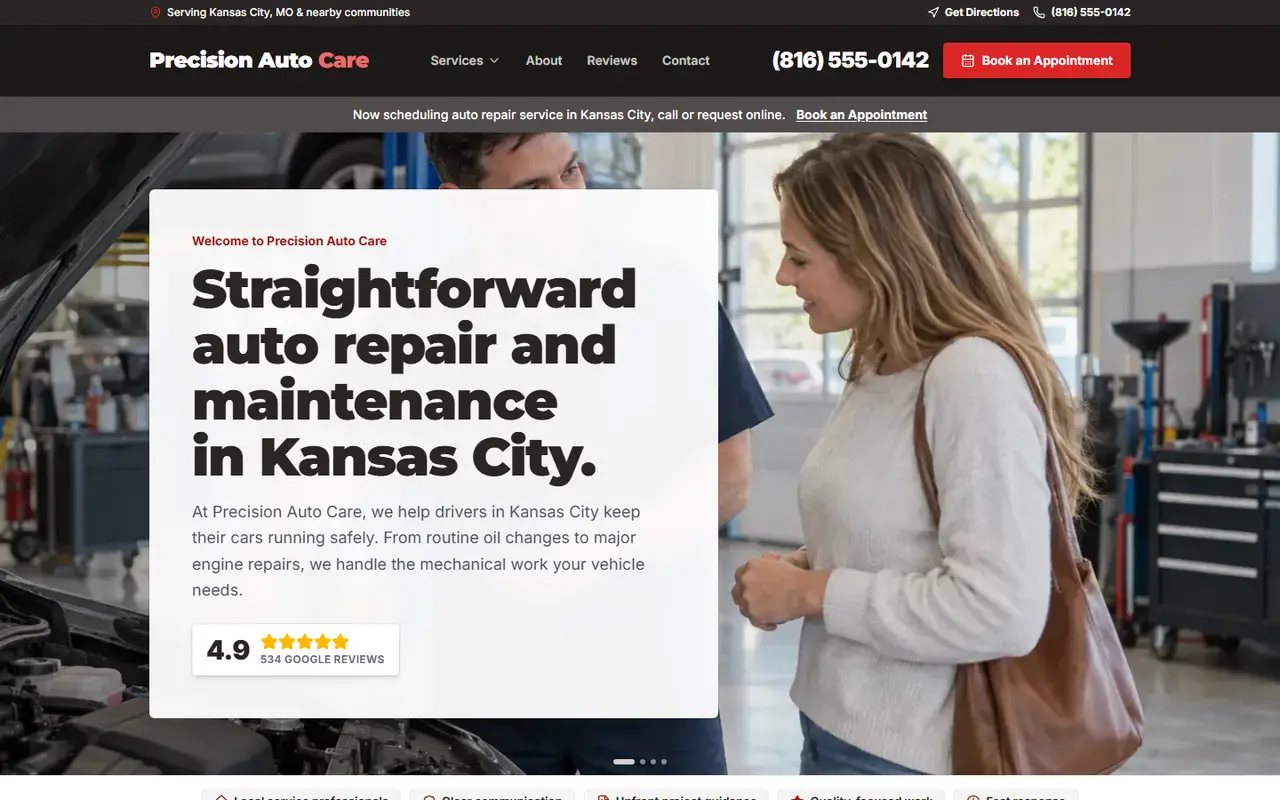 Auto Repair website design, look 2