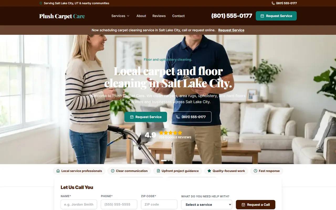 Carpet Cleaning website design, look 2