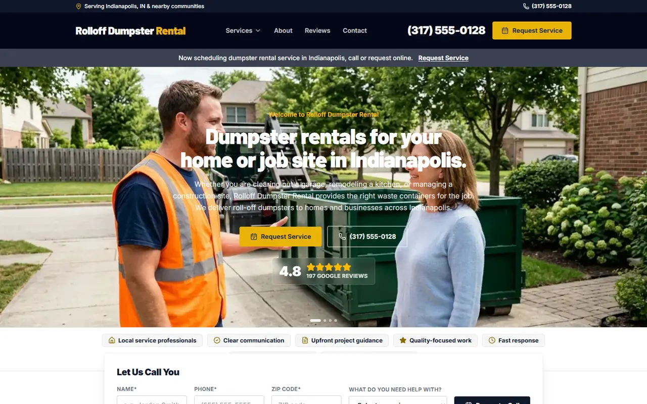 Dumpster Rental website design, look 2