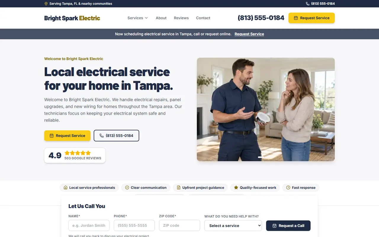 Example electrical website design