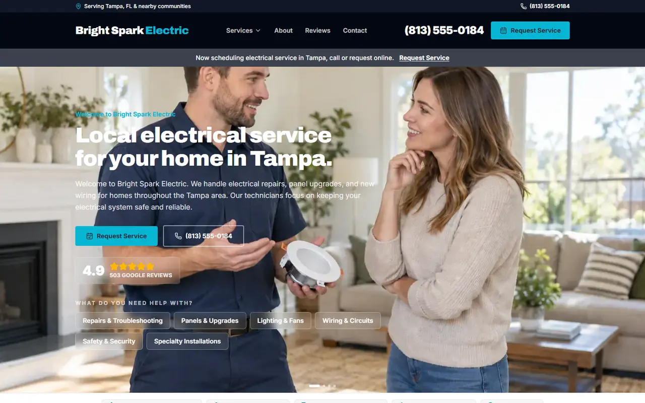 Electrical website design, look 2