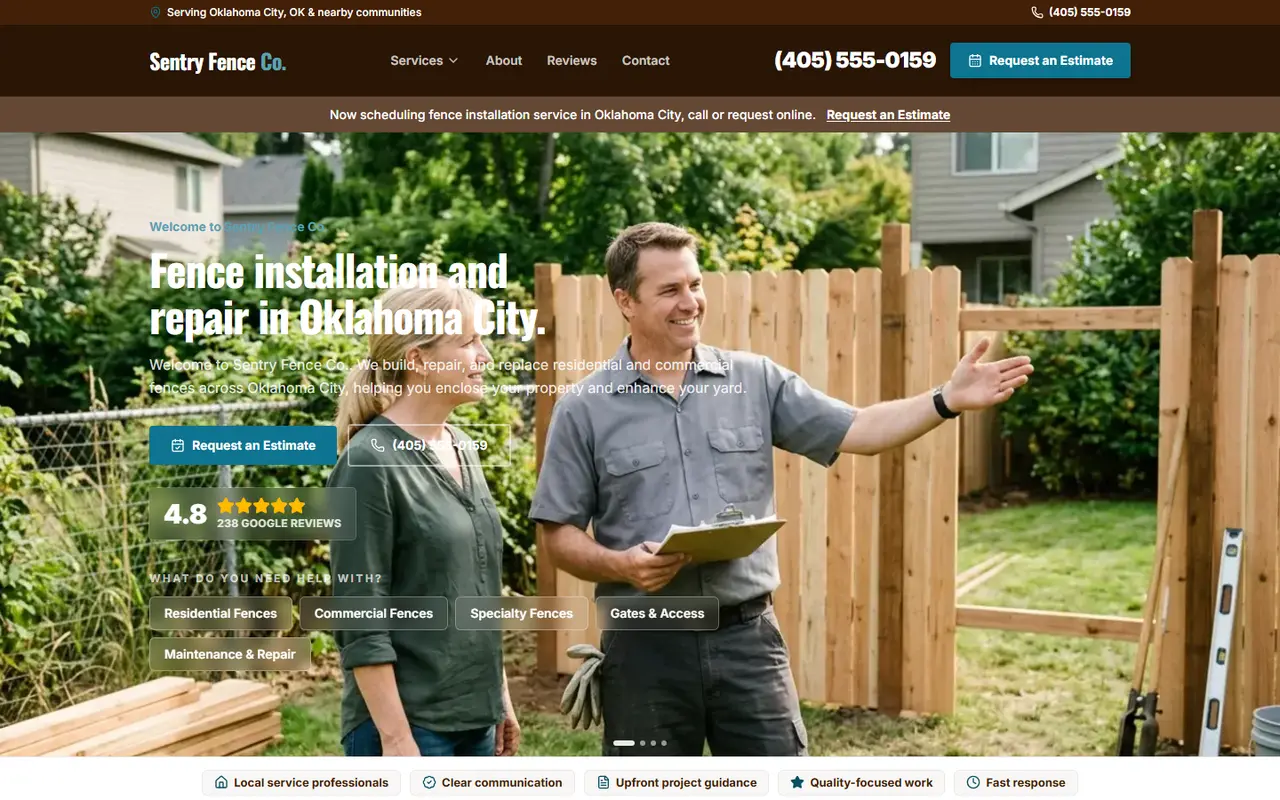 Fencing website design, look 2