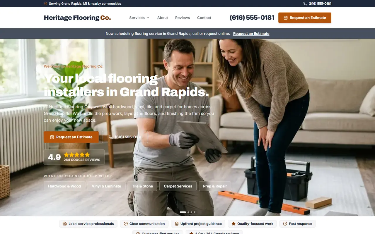 Flooring website design, look 2