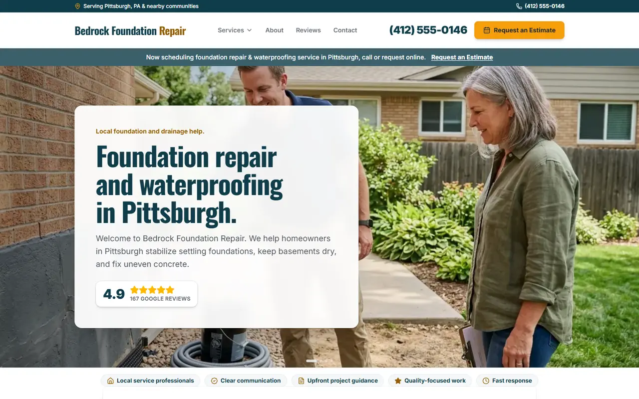 Example foundation & waterproofing website design