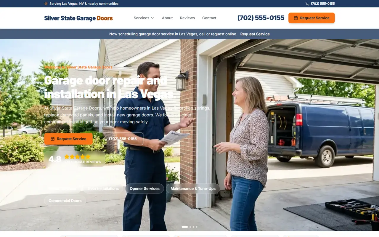 Example garage doors website design