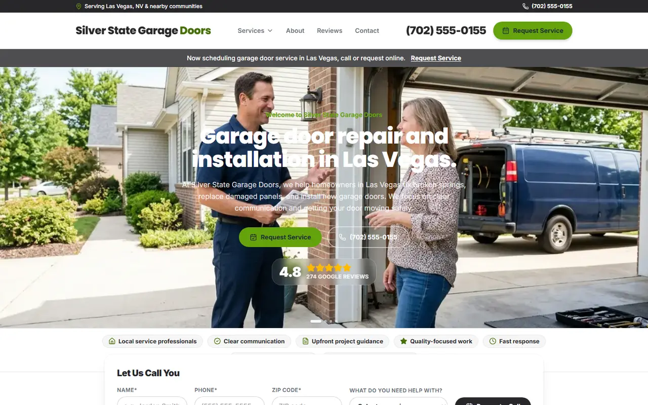 Garage Doors website design, look 2