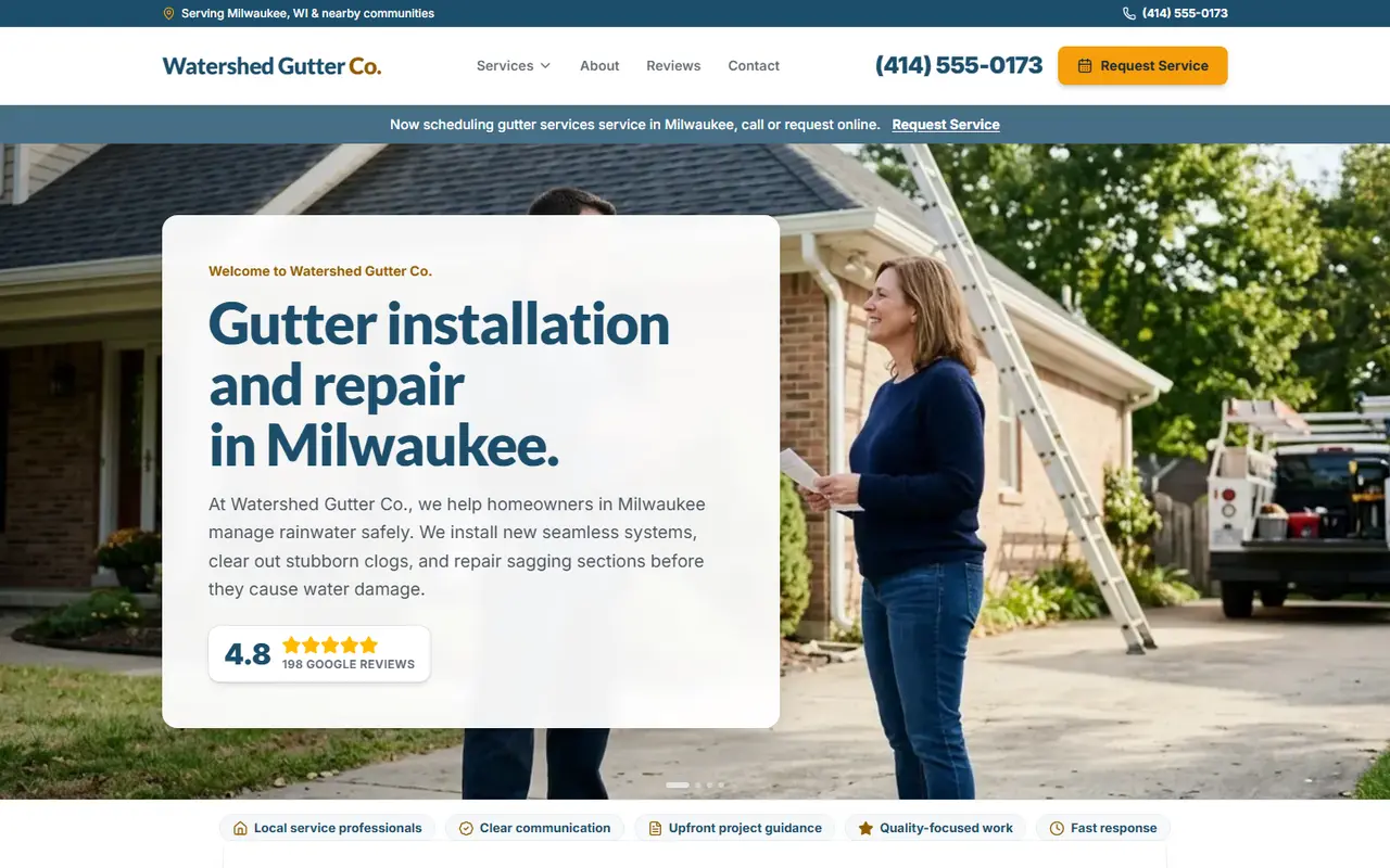 Example gutters website design