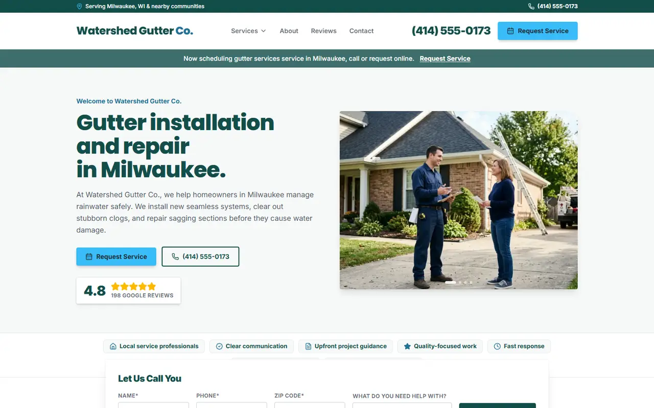 Gutters website design, look 2