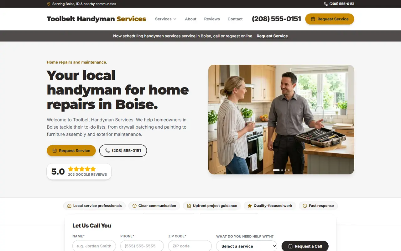 Handyman website design, look 2