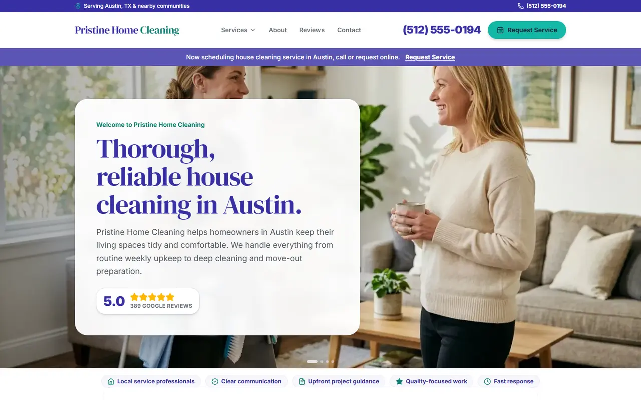 House Cleaning website design, look 2