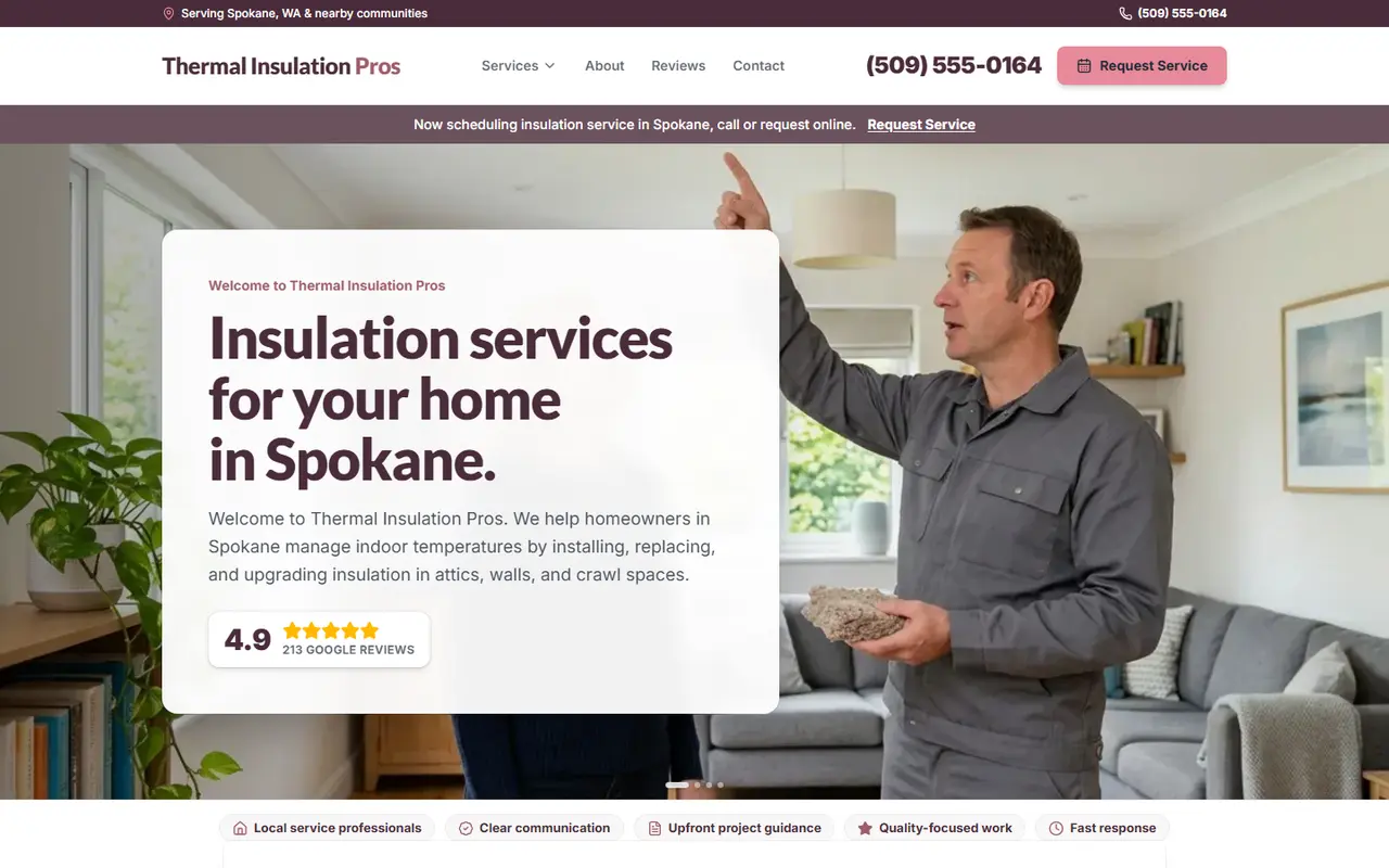 Example insulation website design