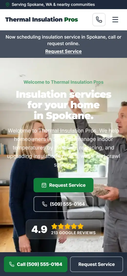 Insulation website design, look 2 on a phone