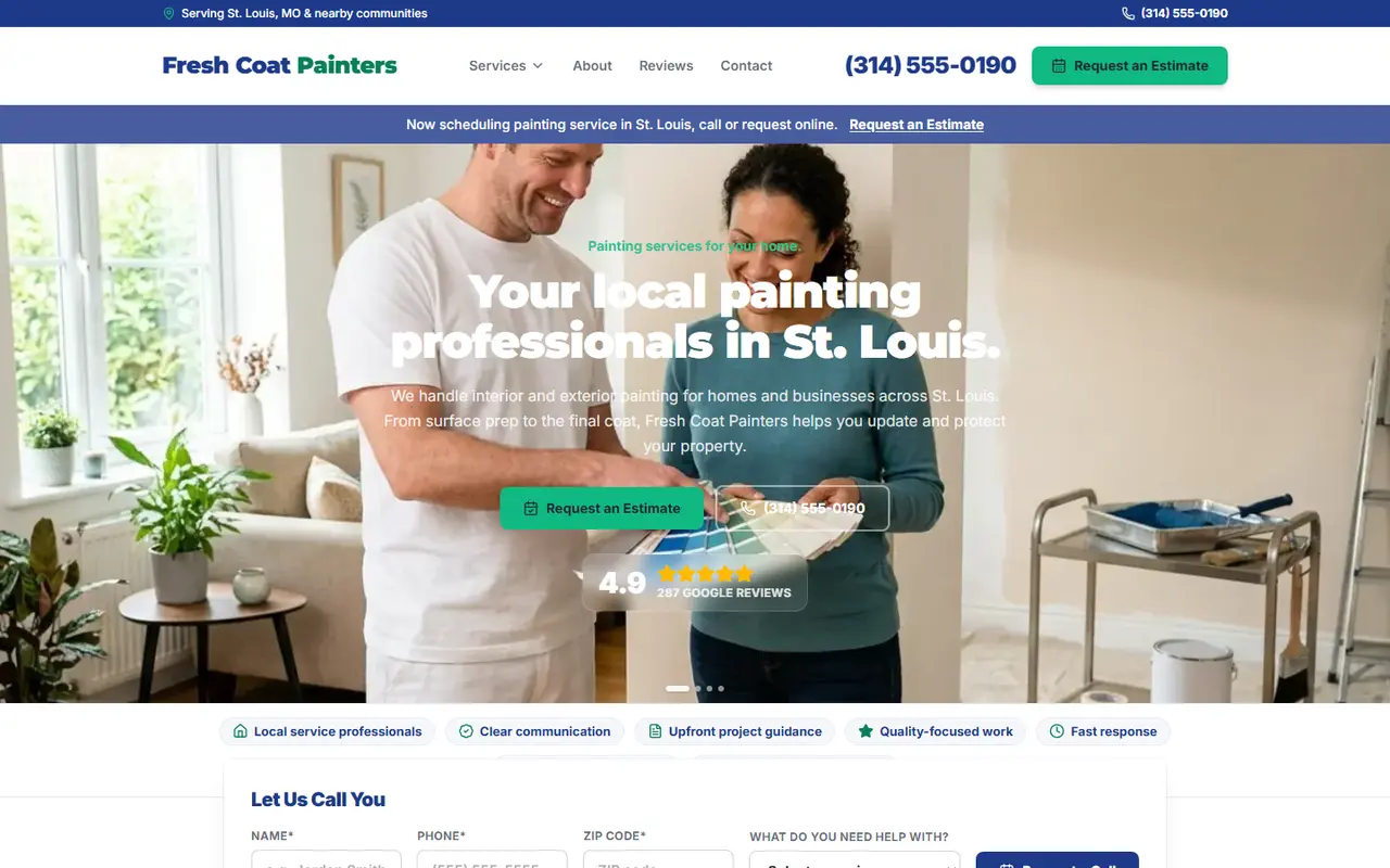 Example painting website design