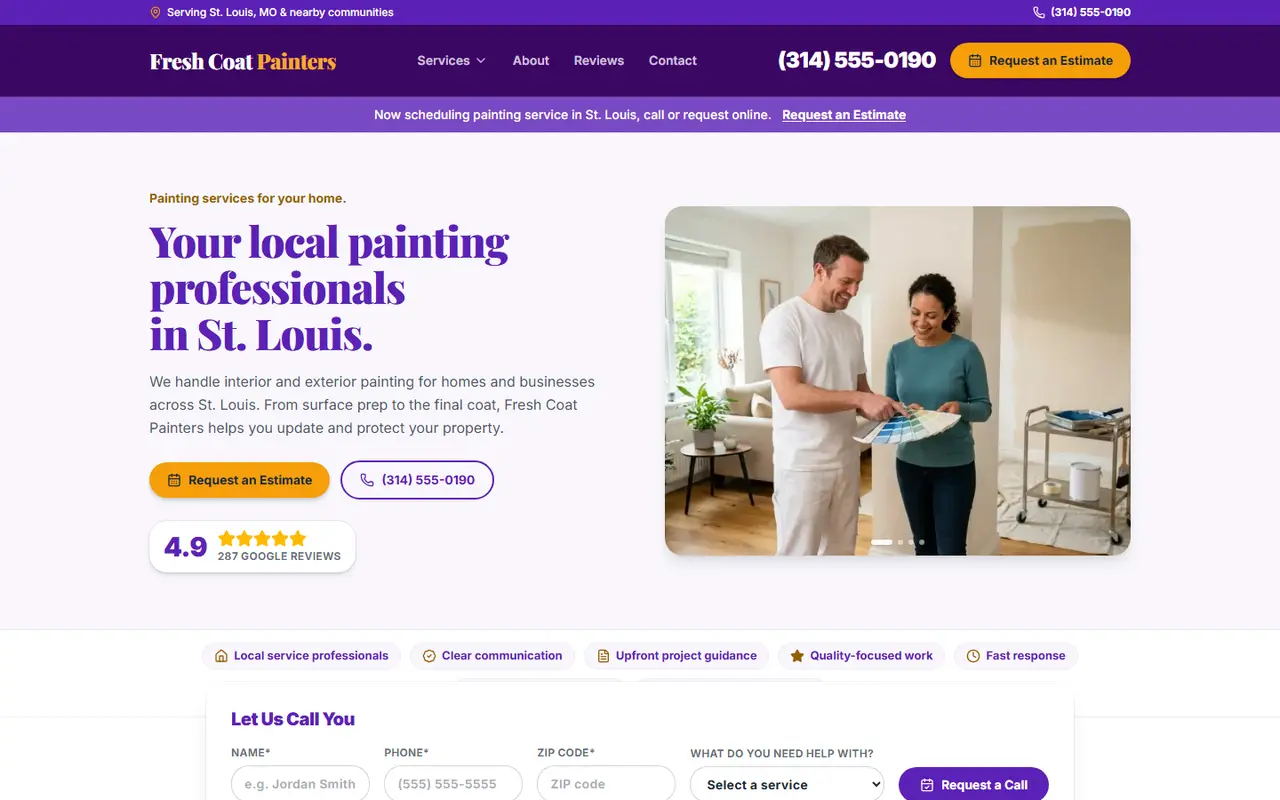 Painting website design, look 2