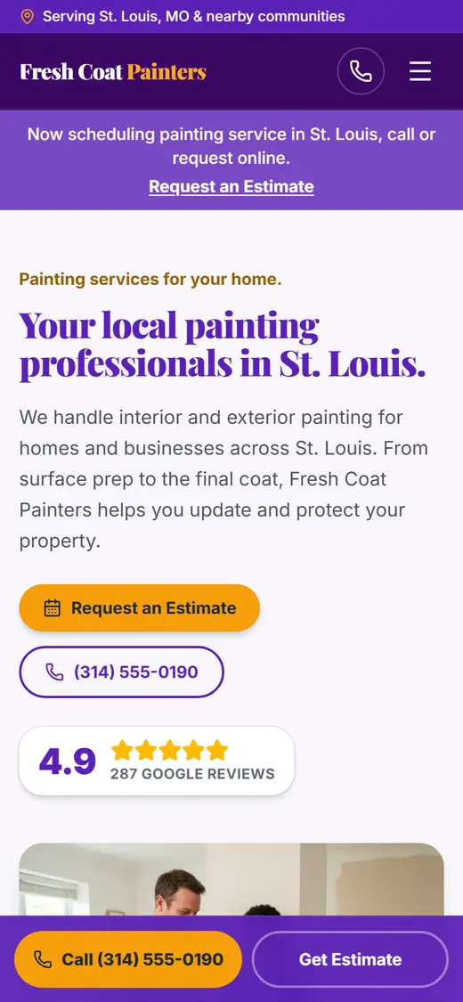 Painting website design, look 2 on a phone