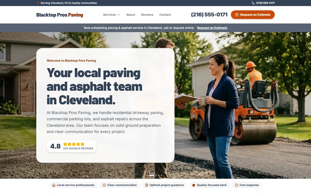 Paving & Asphalt website design, look 2