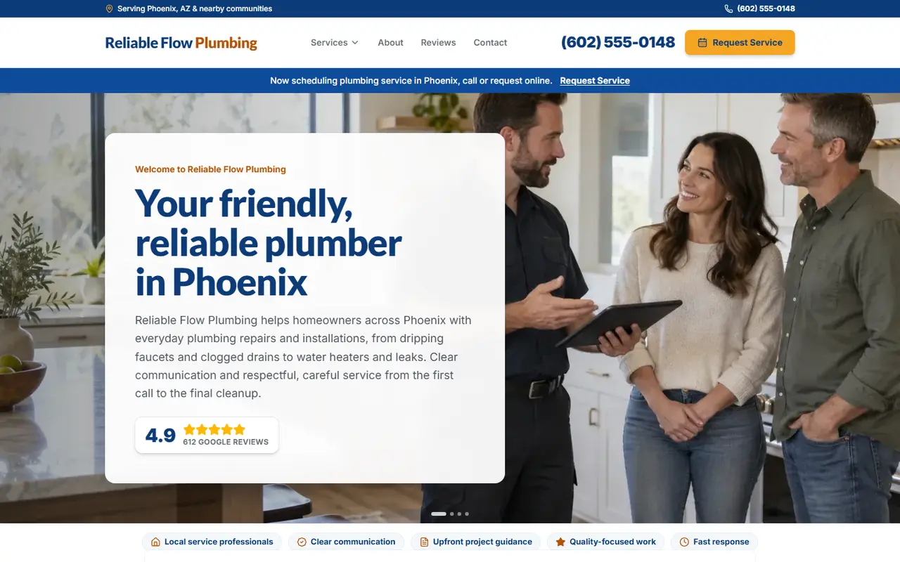 Example plumbing website design