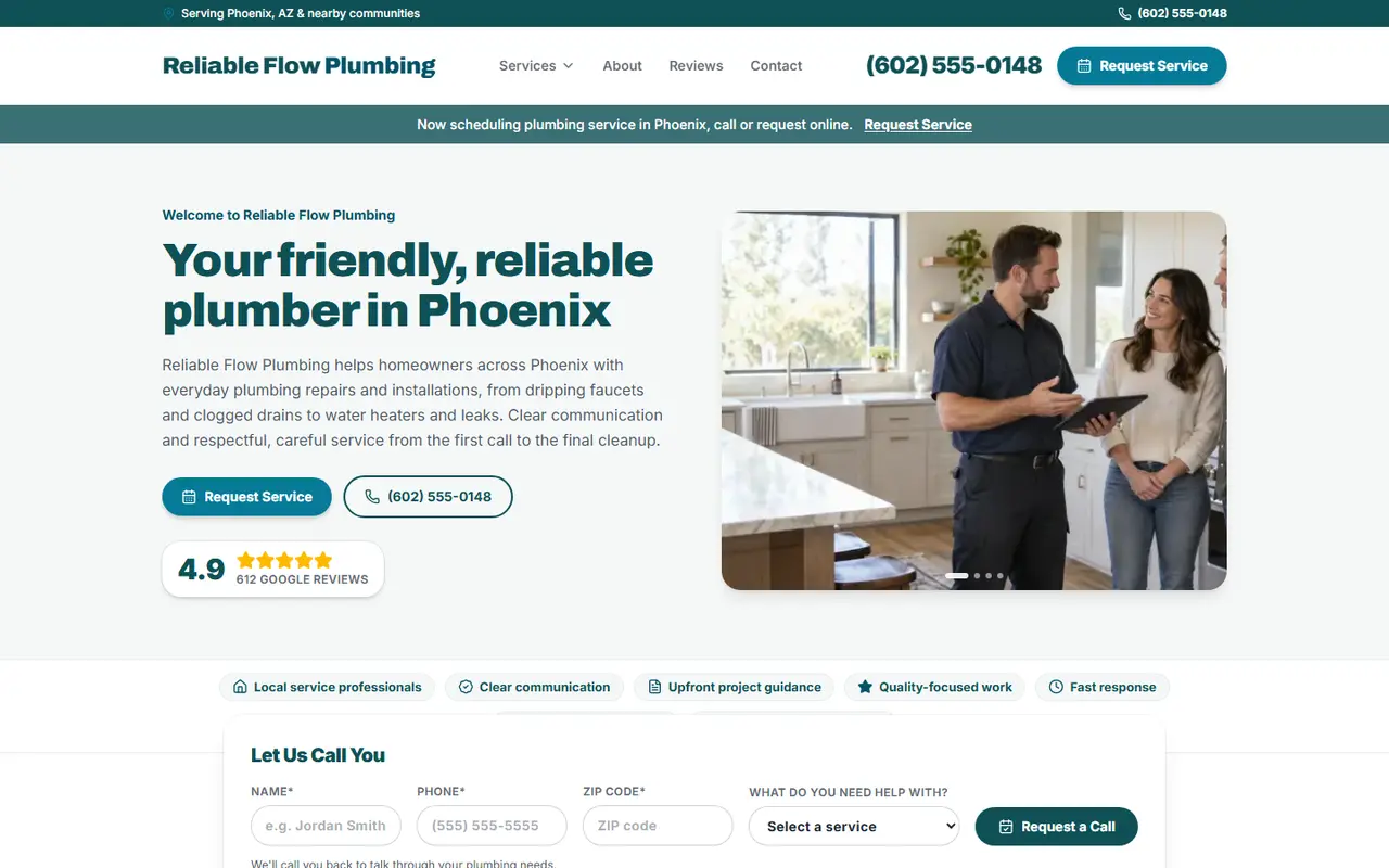 Plumbing website design, look 2