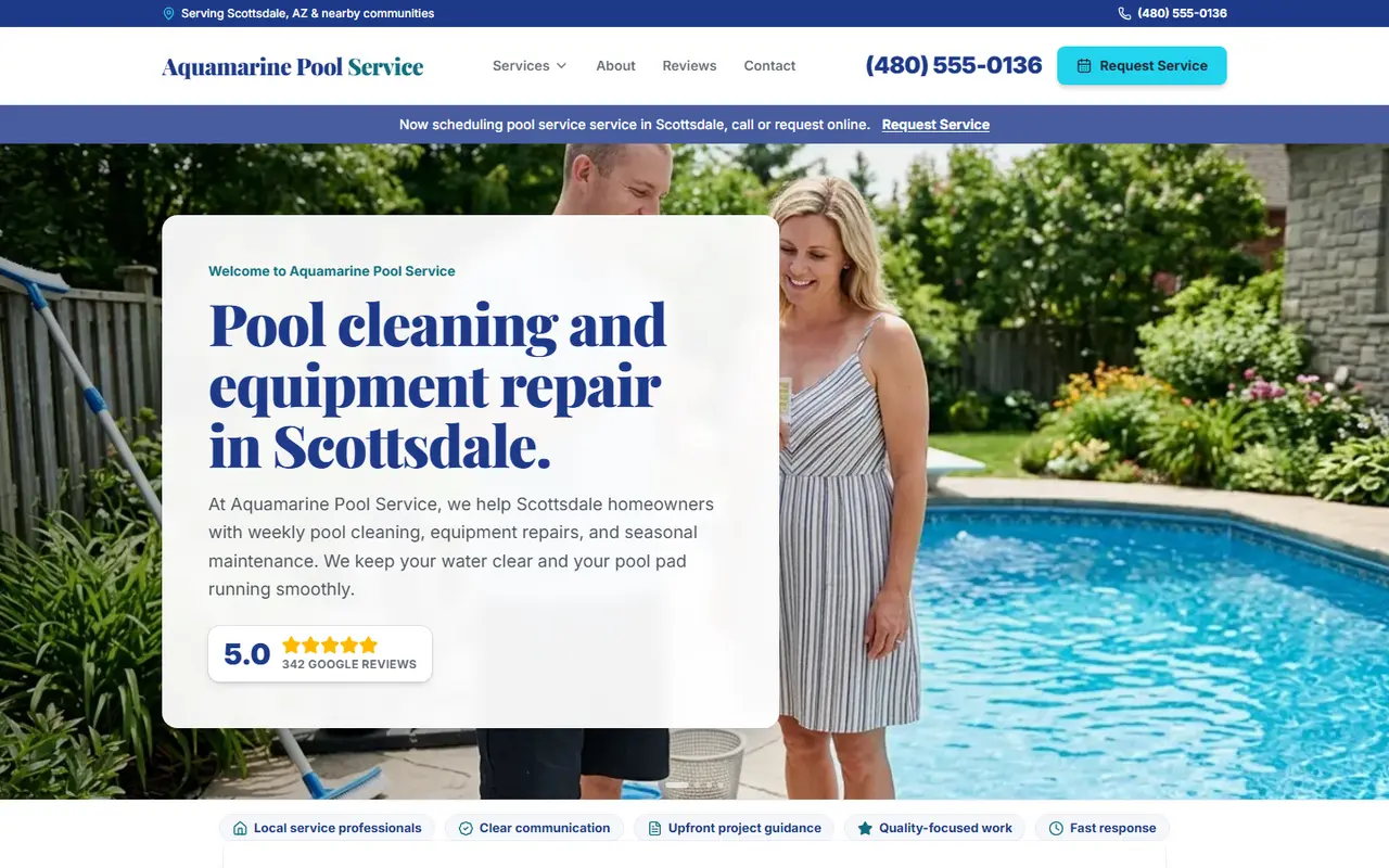 Pool Service website design, look 2