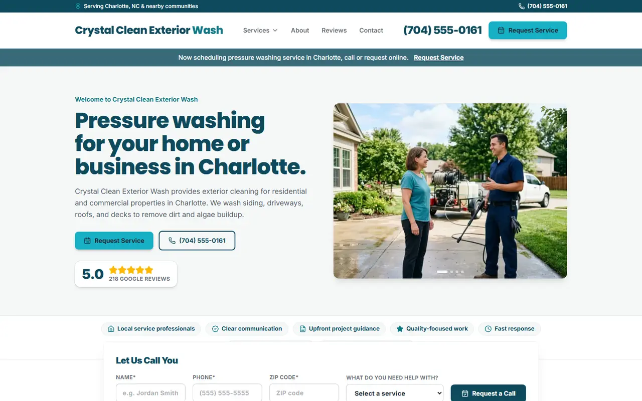 Example pressure washing website design
