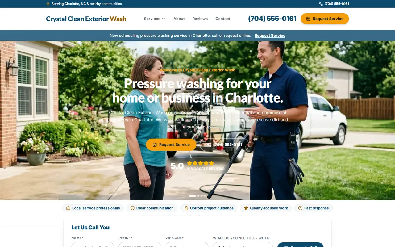 Pressure Washing website design, look 2