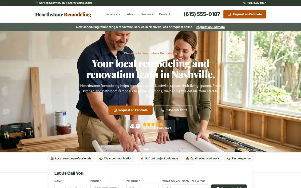 Remodeling website design, look 2