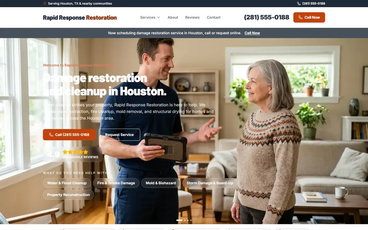 Example restoration website design