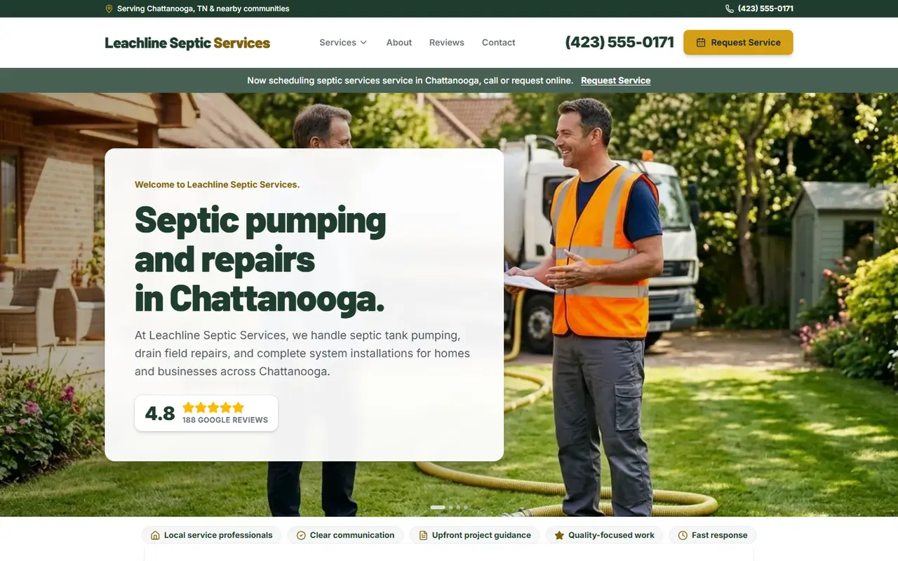 Example septic website design