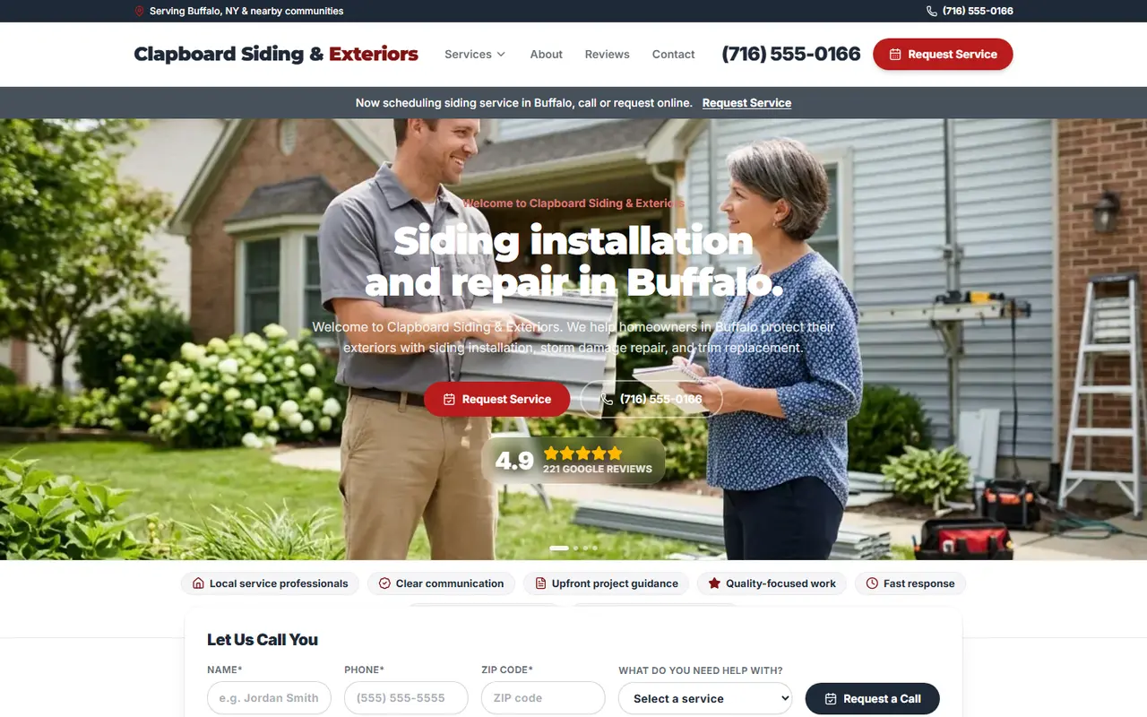 Siding website design, look 2