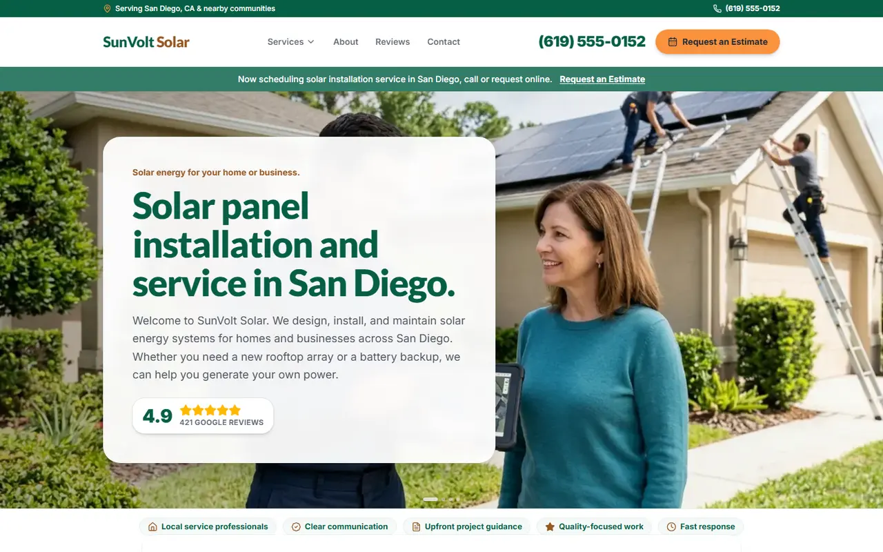 Solar website design, look 2