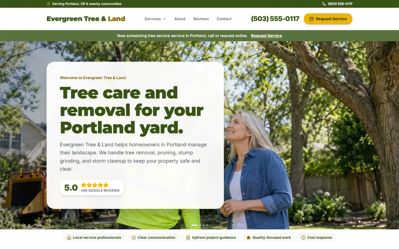 Tree Service website design, look 2