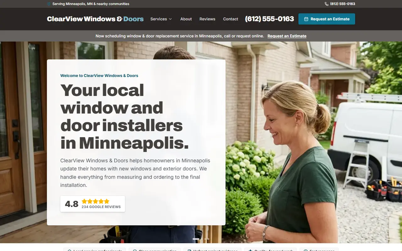 Windows & Doors website design, look 2