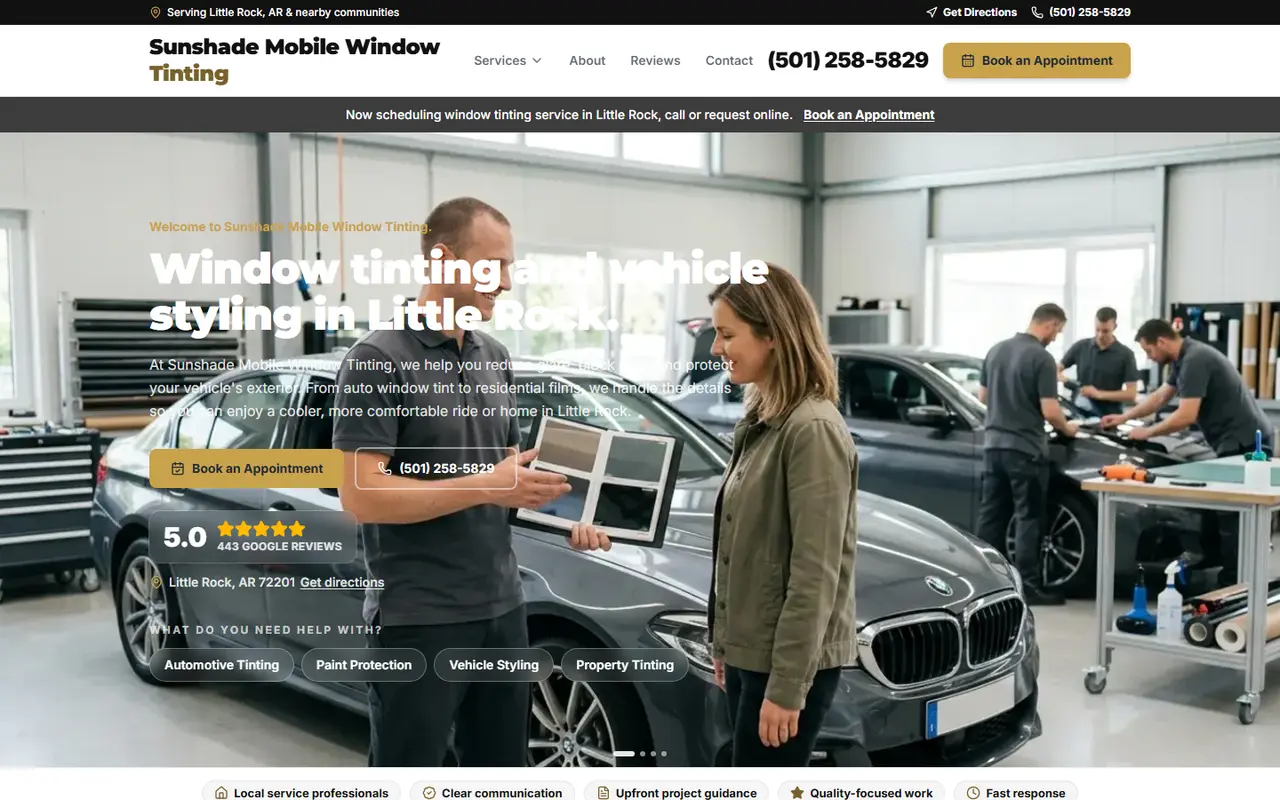 Example window tinting website design