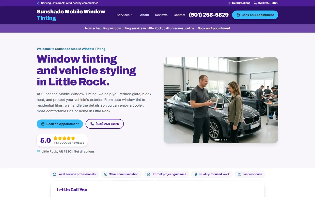 Window Tinting website design, look 2